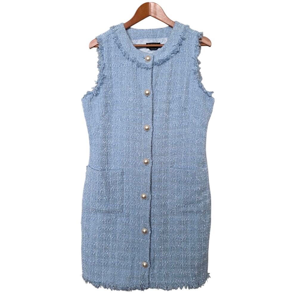 Kate Spade New York Blue Hydrangea Tweed Shift Dress Size 14